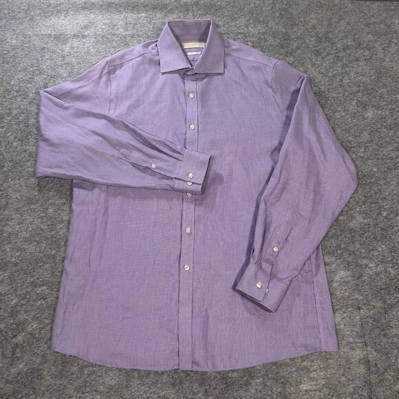 Michael Kors Men's Shirt Purple Long Sleeve Button Down Size‎ 16 34/36 Non Iron - Picture 1 of 8